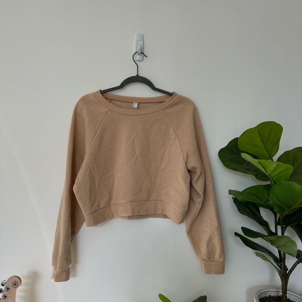 American Apparel Soft Yellow Cropped Sweatshirt S
